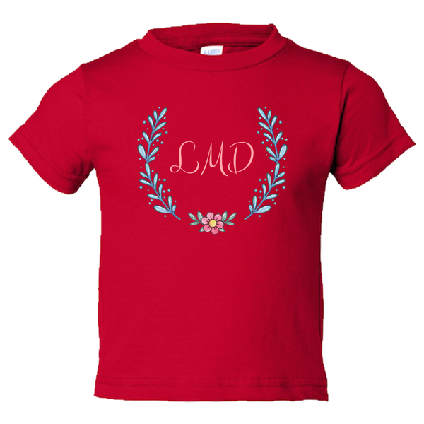 Unique Tee Personalized Wreath Custom Name Initial Winter Toddler Tees Family Matching Clothing Set (Winter Wreath Collection)