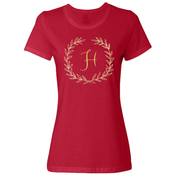 Unique Personalized Custom Name Initial Golden Wreath Ladies Classic Tees Family Matching Clothing Set