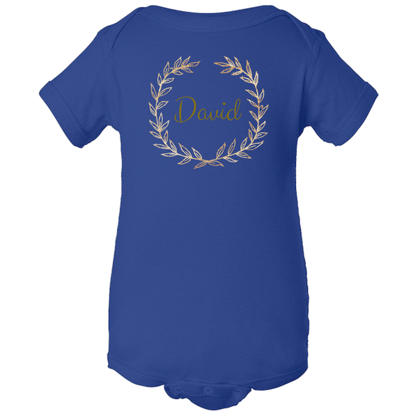 Unique Personalized Custom Name Initial Golden Wreath Baby Body Suit Family Matching Clothing Set
