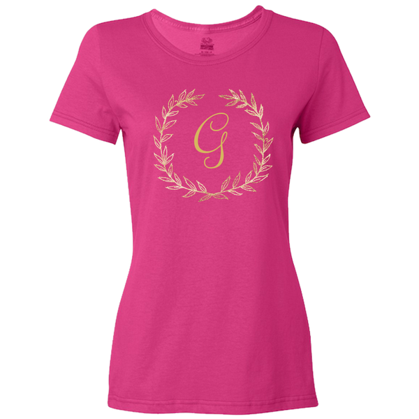 Unique Personalized Custom Name Initial Golden Wreath Ladies Classic Tees Family Matching Clothing Set