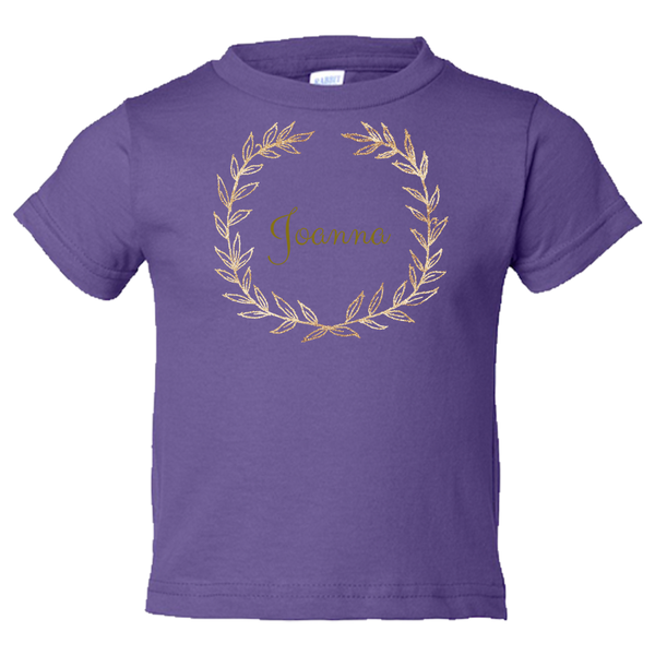 Unique Personalized Custom Name Initial Golden Wreath Toddler Tees Family Matching Clothing Set