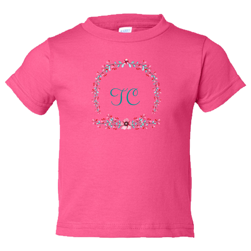 [FREE Shipping + 10% Off] Unique Gift Personalized Initial Colorful Wreath Blossom Toddler Tees Family Matching Clothing Set [Expiry : Oct 12 (Fri)]