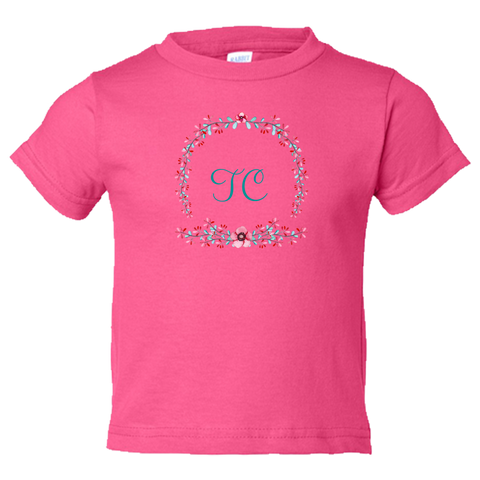 [FREE Shipping + 10% Off] Unique Gift Personalized Initial Colorful Wreath Blossom Toddler Tees Family Matching Clothing Set [Expiry : Oct 12 (Fri)]