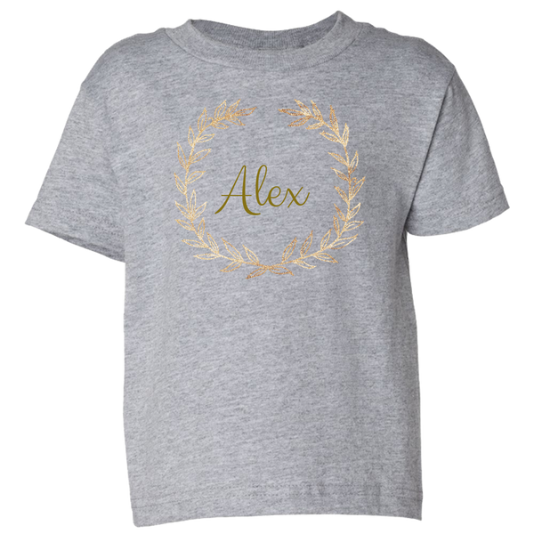 Unique Personalized Custom Name Initial Golden Wreath Toddler Tees Family Matching Clothing Set