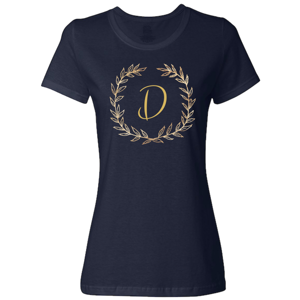 Unique Personalized Custom Name Initial Golden Wreath Ladies Classic Tees Family Matching Clothing Set